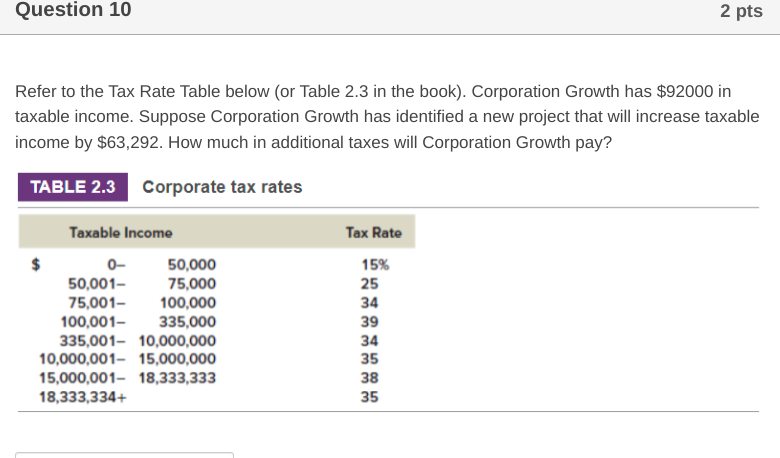  Refer to the Tax Rate Table below (or Table 2.3 in