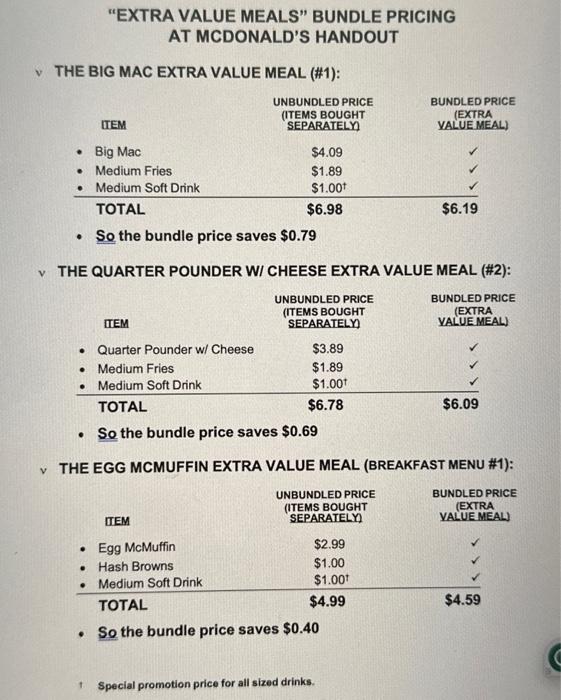  v THE BIG MAC EXTRA VALUE MEAL (#1): . Big Mac