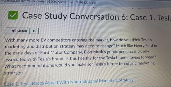  Case Study Conversation 6: Case 1. Tes| With many more EV