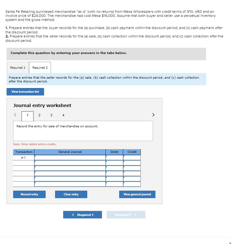 Please do required parts 1 & 2 Santa Fe Retailing purchased merchandise