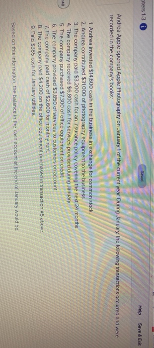  ters 13 Saved Help Save & Exit Andrea Apple opened Apple