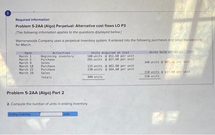 P3 [The following inifimation applies to the questions displayed below.] Warnerwoocs Company