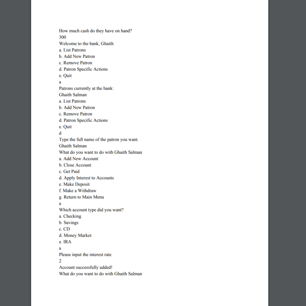 able to add and remove patrons, as well as have the individual