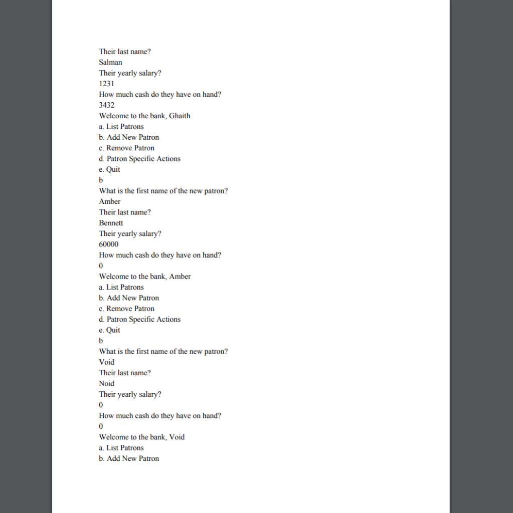 AccountType AccountType PatronList BankPatron Assignment6 AccountType BankPatron AccountType AccountType BankPatron BankAccount AccountType