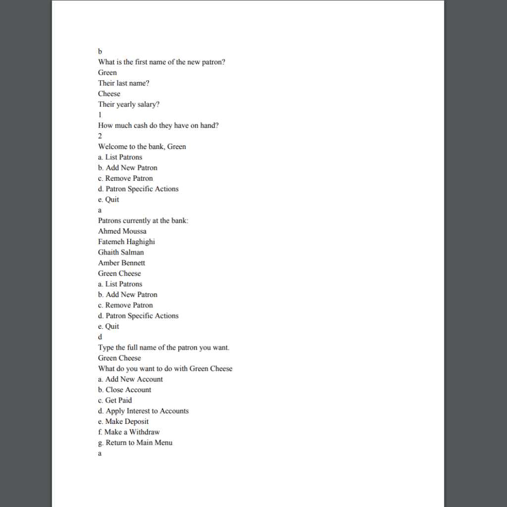 here. Each BankAccount object will have one AccountType (a single variable). Each