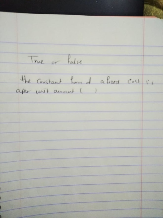 True or falus - True or false the Constant form of aper