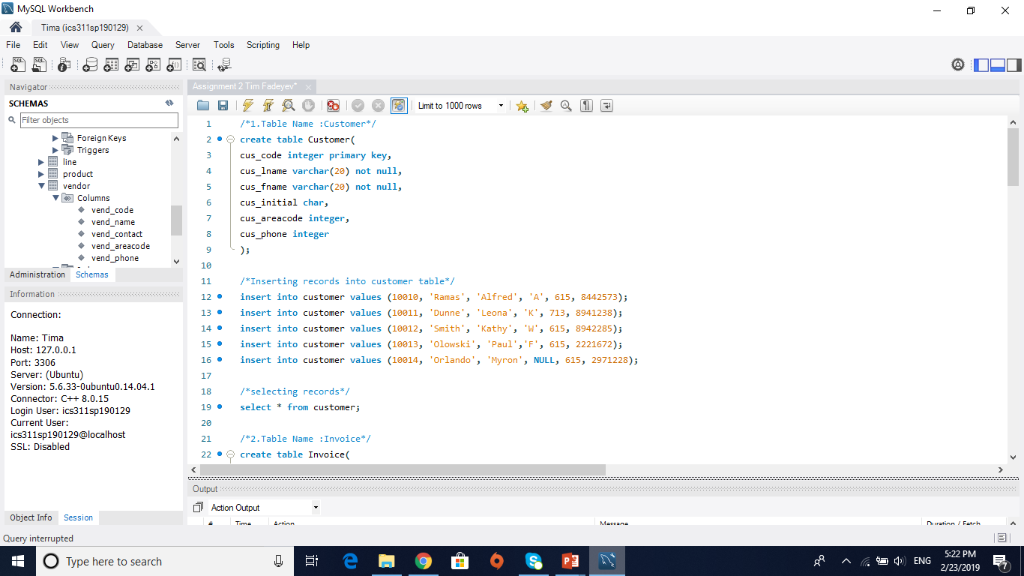 Write SQL statements to answer the following questions using Assignment 2s schema