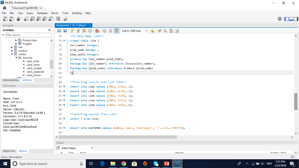 lowest product quantity. Your output should include vendor code, vendor name, product