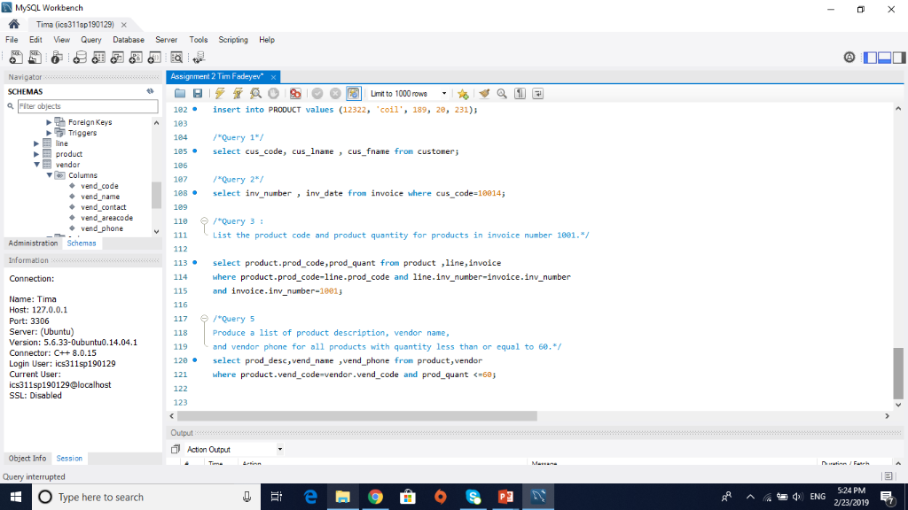 products are there in each invoice. The output should include invoice number