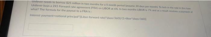  HELP PLEASE What? The formula for the payout to a FRA