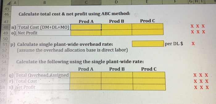 the estimated costs and estimated production data for next year. Cost Pools