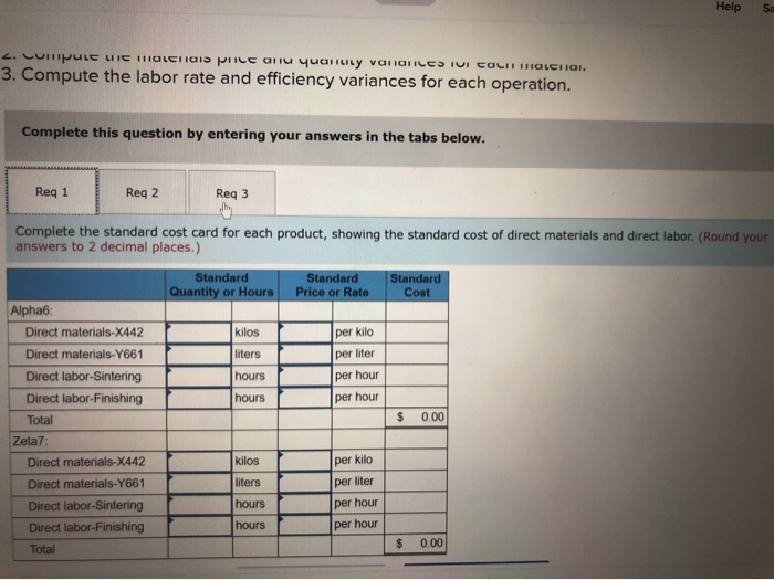 two operations, Sintering and Finishing. Each of the products uses two raw