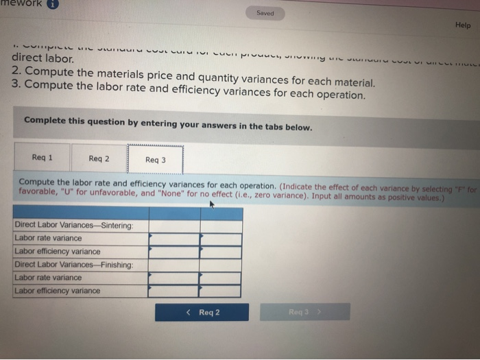 following standards for each product (on a per unit basis): Product Alpha