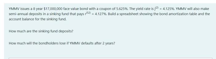  YMMV issues a 8 year $17,000,000 face value bond with a