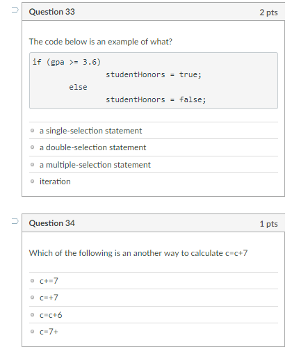 is %BM.!") o Question 22 2 pts The keywords public and private