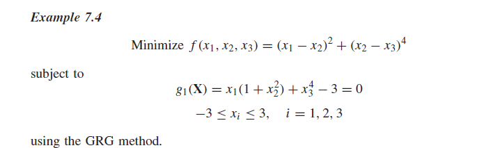  Generalized Reduced Gradient Method Create the Matlab algorithm for the Example