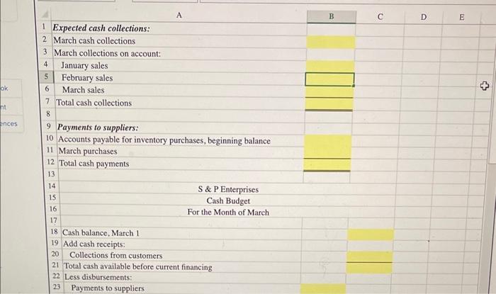 Use the information included in the Excel Simulation and the Excel unctions