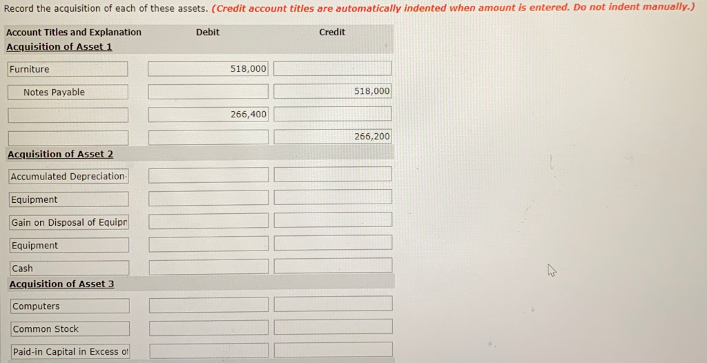 assets during the current year. Construction of Building: A building was constructed