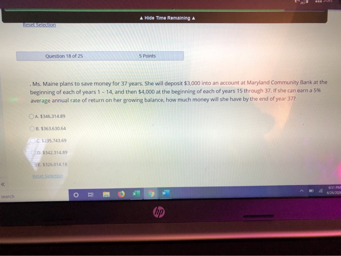  A Hide Time Remaining Reset selection Question 18 of 25 5