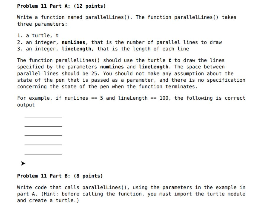 Intro python course. Any help greatly appreciated Problem 11 Part A: (12