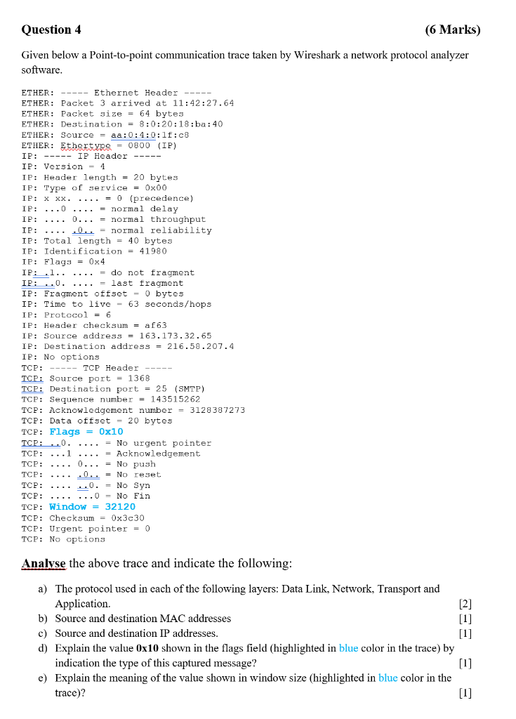  ecte 329 please solve now Question 4 (6 Marks) Given below