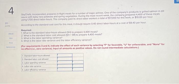 please help 4! 5 kyChets, incorporated, prepares in-fight meals for a number