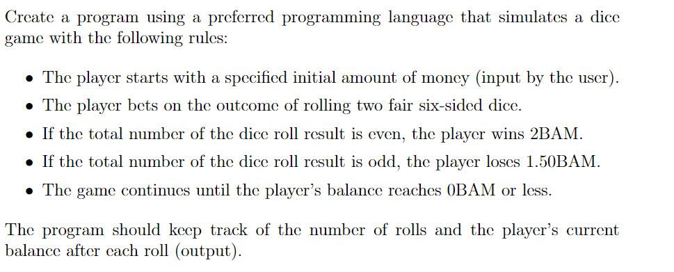  Preferably in Python Create a program using a preferred programming language