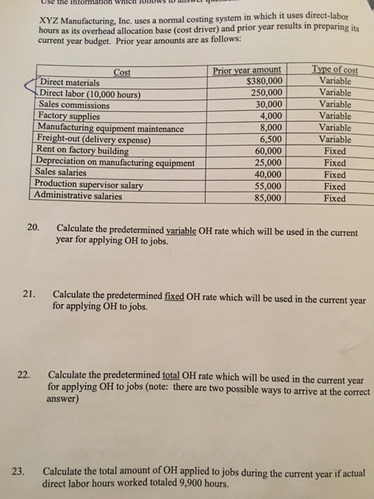  nfor mation wh ufacturing, Inc. uses a normal costing system in