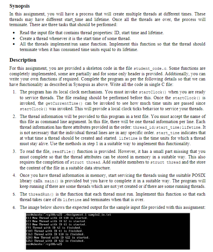  Programming in C Synopsis In this assignment, you will have a