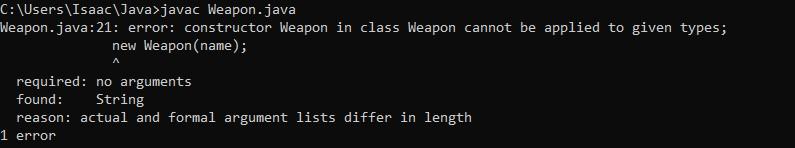 into the Class Weapon, but I got a error on line 21,