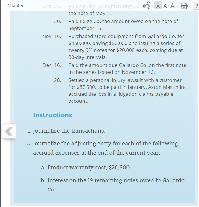 following items were selected from among the transactions completed by Aston Martin