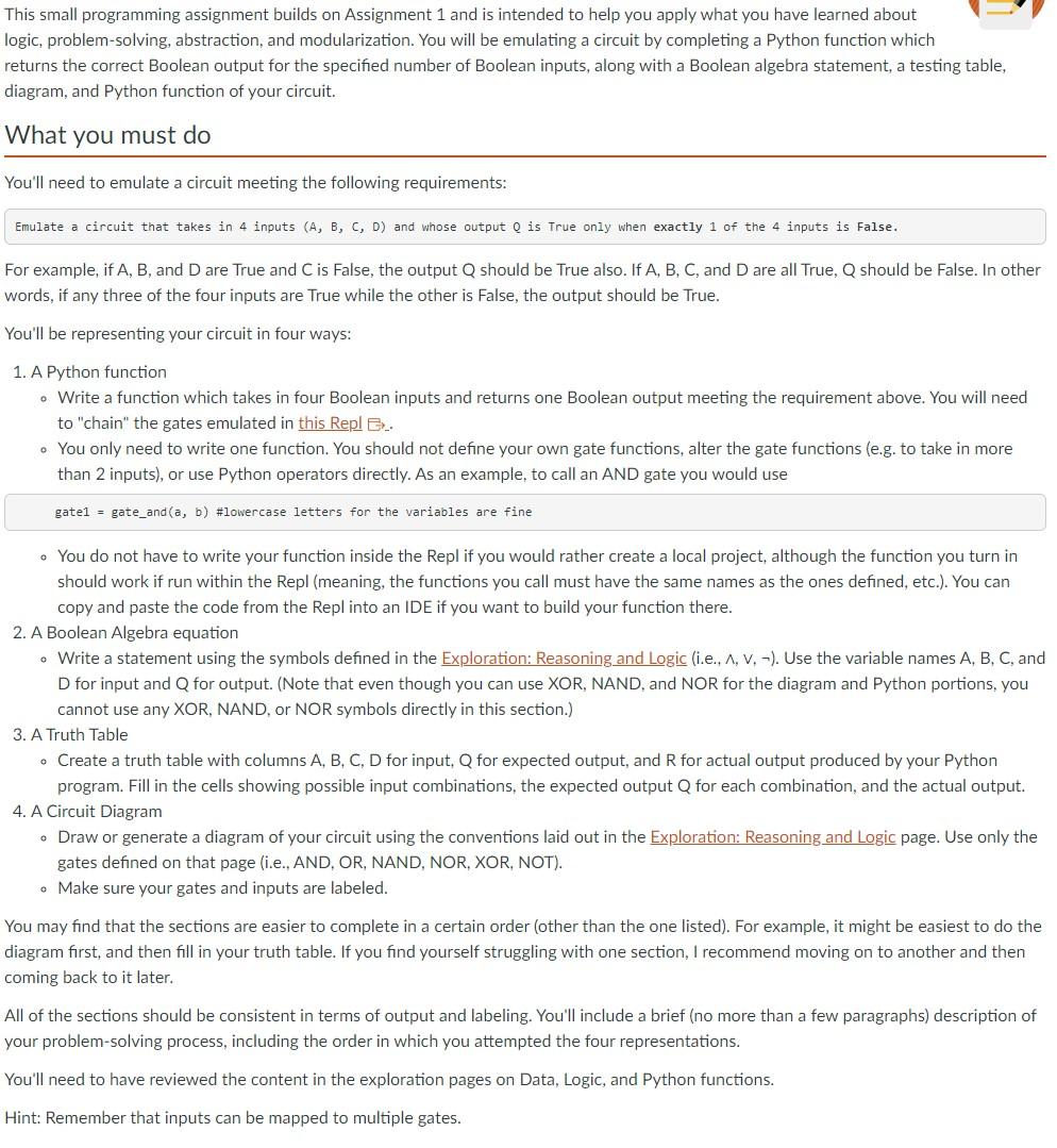  This small programming assignment builds on Assignment 1 and is intended