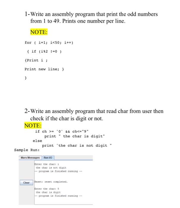  MIPS assembly in mars 1-Write an assembly program that print the