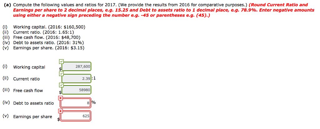 and earnings per share. Please list the steps you took to solve