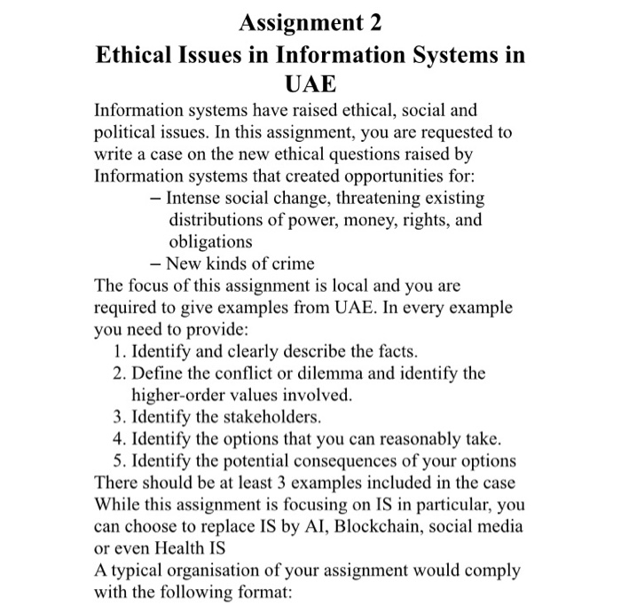 Ethical Issue Chosen is : artificial intelligence in UAE Note :