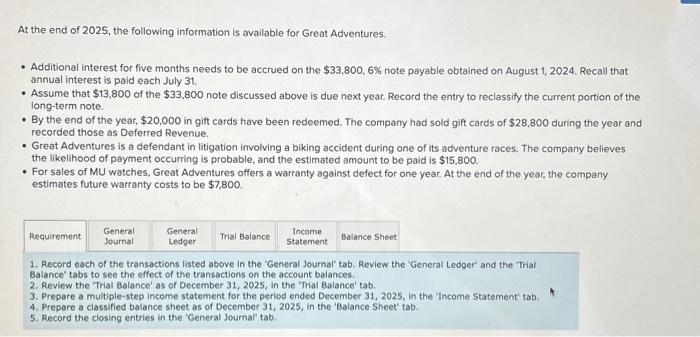  1 Additional interest for five months needs to be accrued on