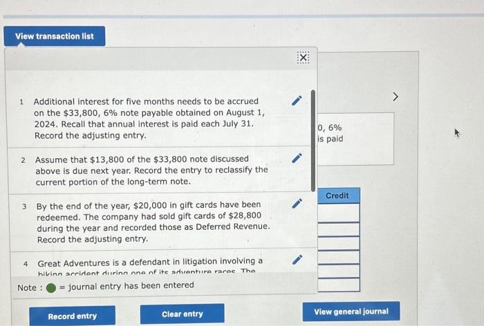 the $33,800,6% note payable obtained on August 1 , 2024. Recall that