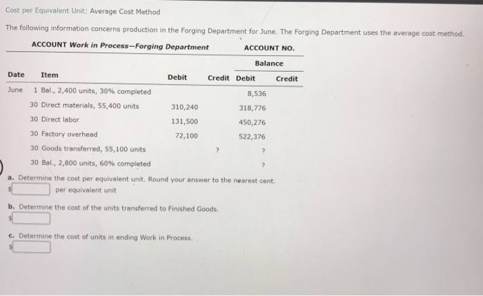  Cost per Equivalent Unit: Average Cost Method The following information concerns