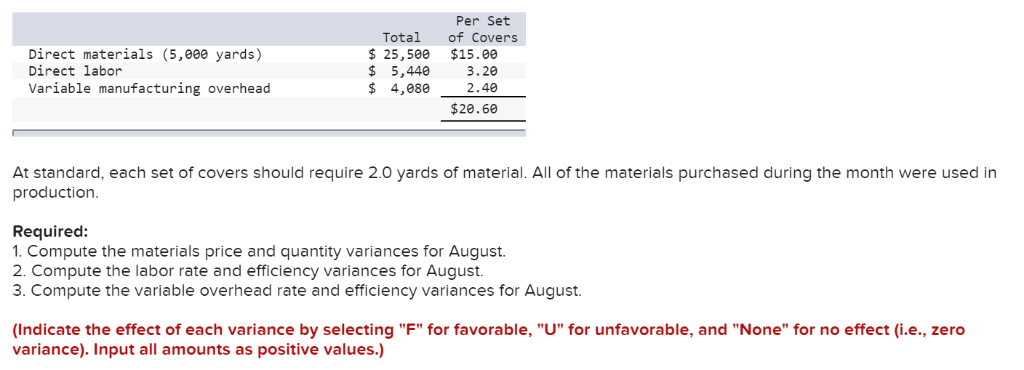 variable overhead efficiency variance) Problem 10-9 Comprehensive Variance Analysis [L010-1, LO10-2, LO10-3
