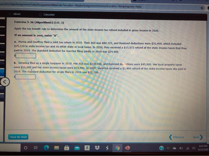  om/ilm/takeAssignment/take AssignmentMain.do?invokera&take AssignmentSessionLocator=&inprogress=false eBook Calculator Exercise 5-26 (Algorithmic) (LO. 3) Apply