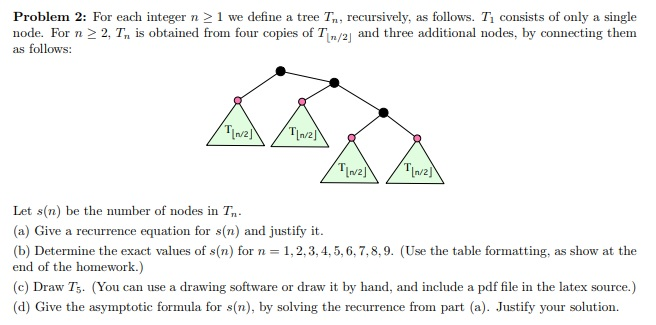 Problem 2: For each integer n 1 we define a tree