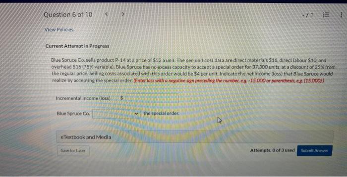  current Attempt in Progress Blue Spruce Co. sells product P. 14