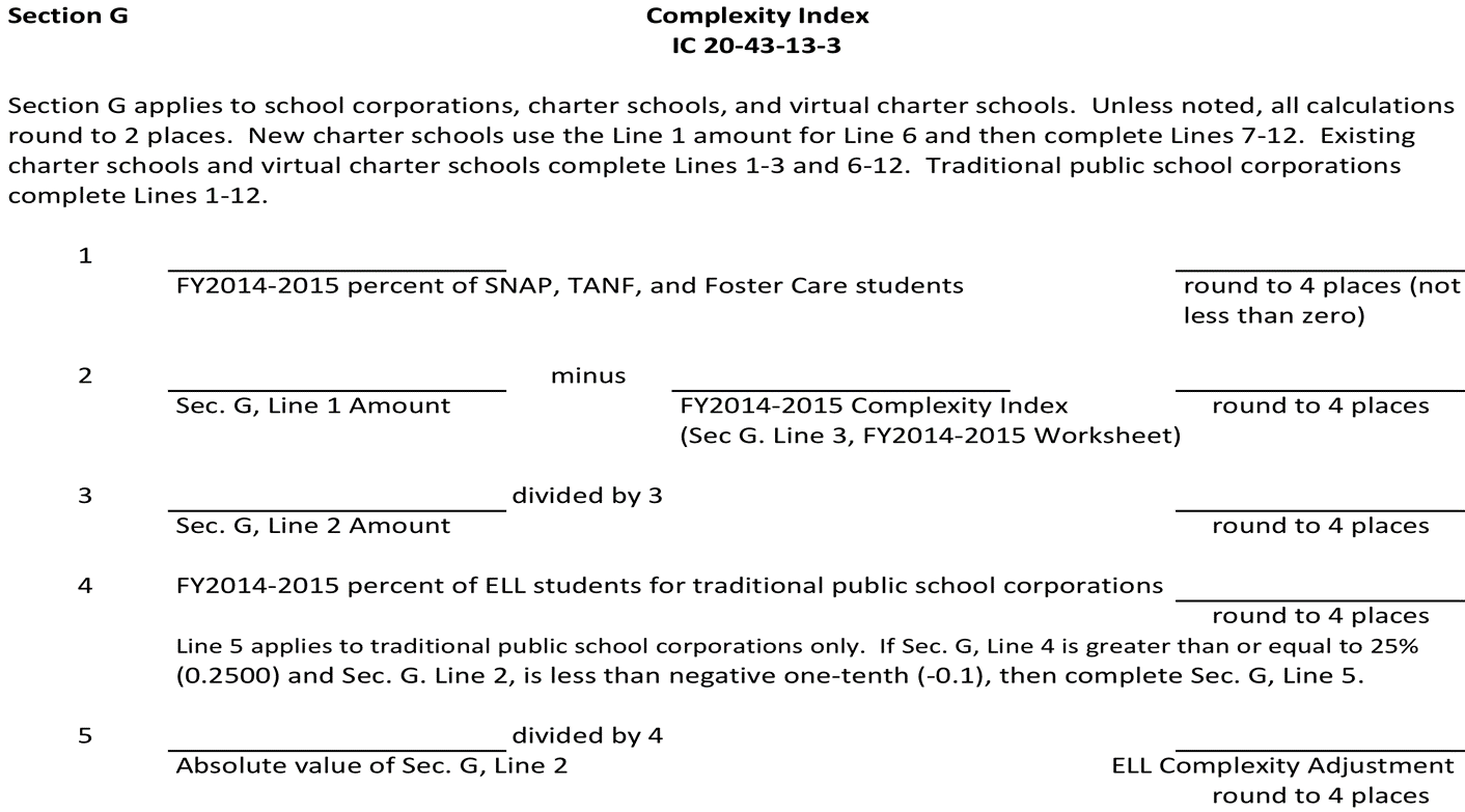information to utilize in a given chart: Use Section G, the page