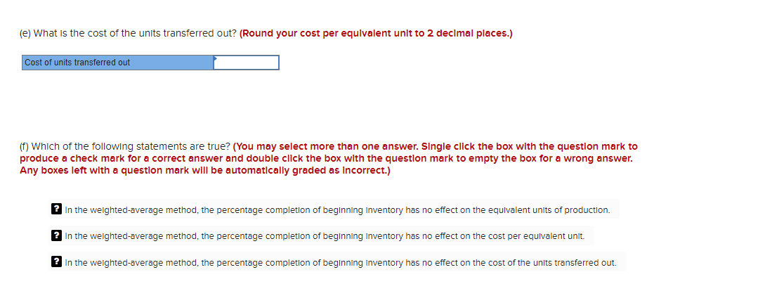 c) What is the cost per equivalent unit for materials? (Round your