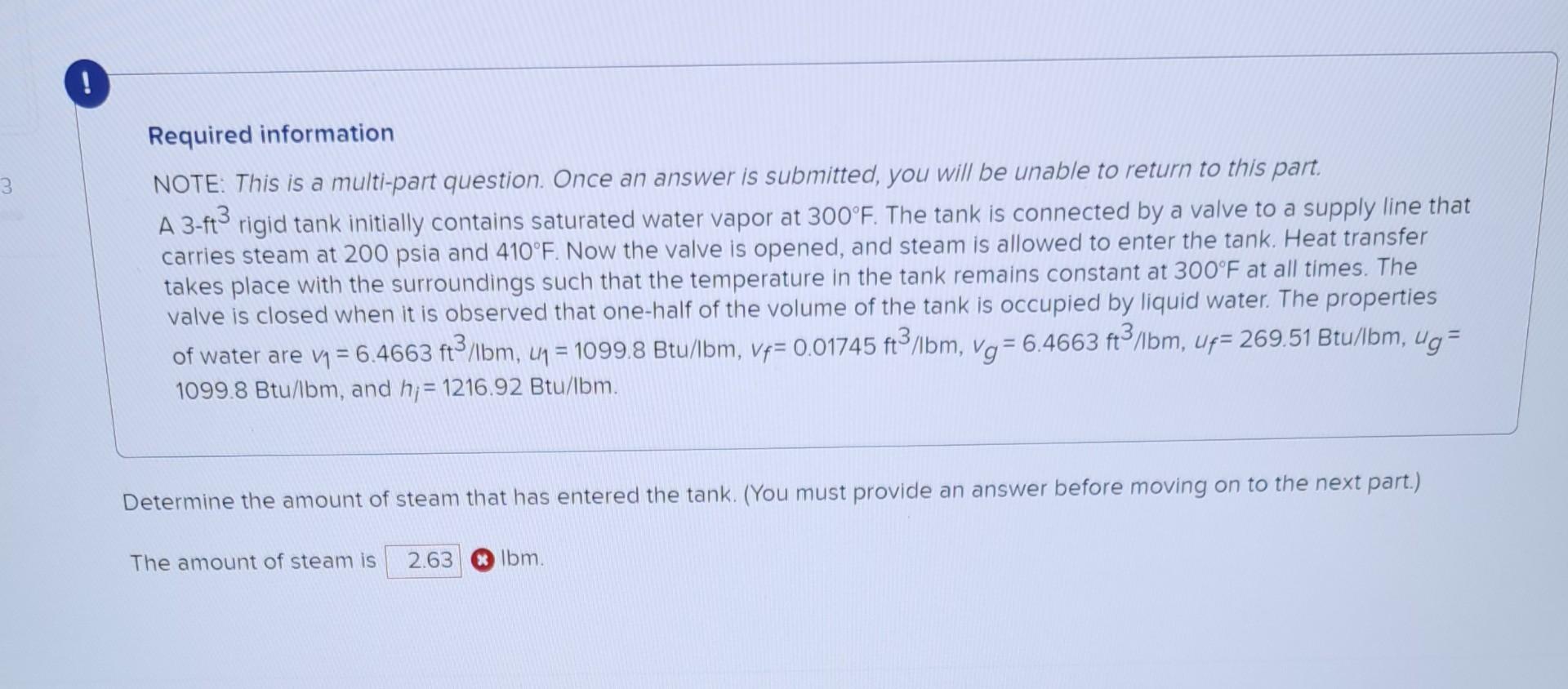 Required information NOTE: This is a multi-part question. Once an answer