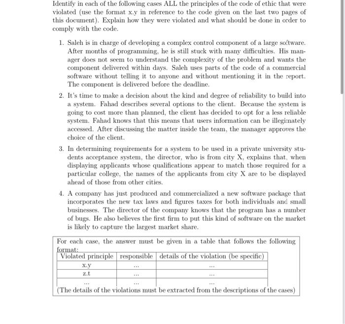 answer based on the principle i attached Identify in each of the