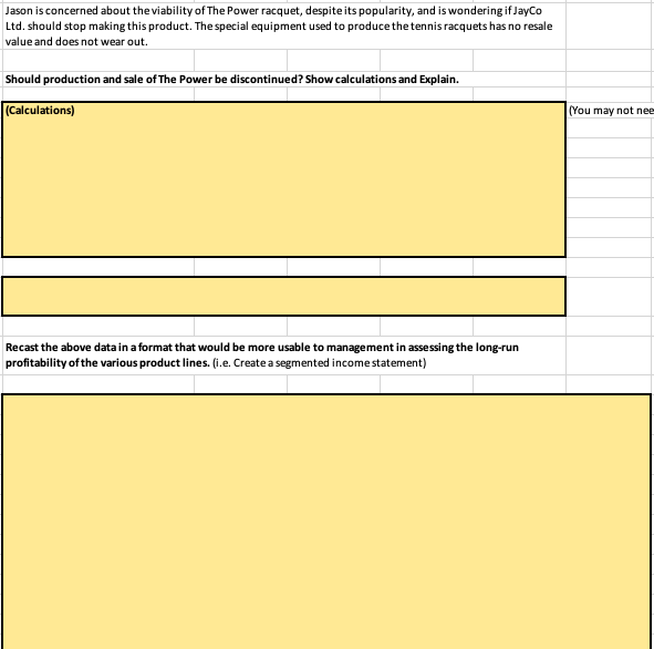 tennis racquets: The Power, The Accelerator and The Balanced. Data on sales