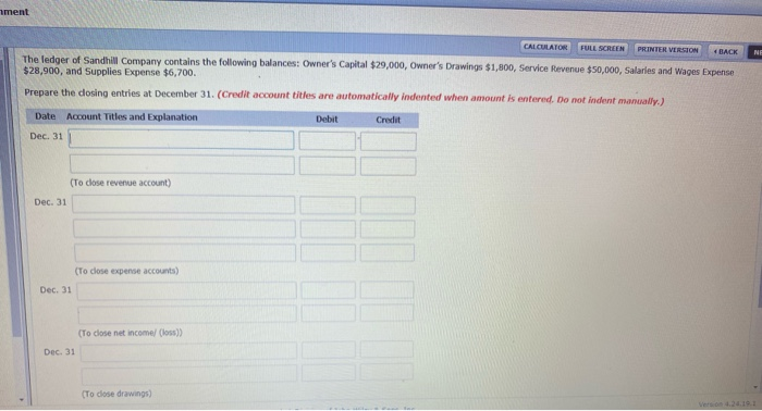  ment CALCULATOR FULL SCREEN PRINTER VERSION BACK The ledger of Sandhil