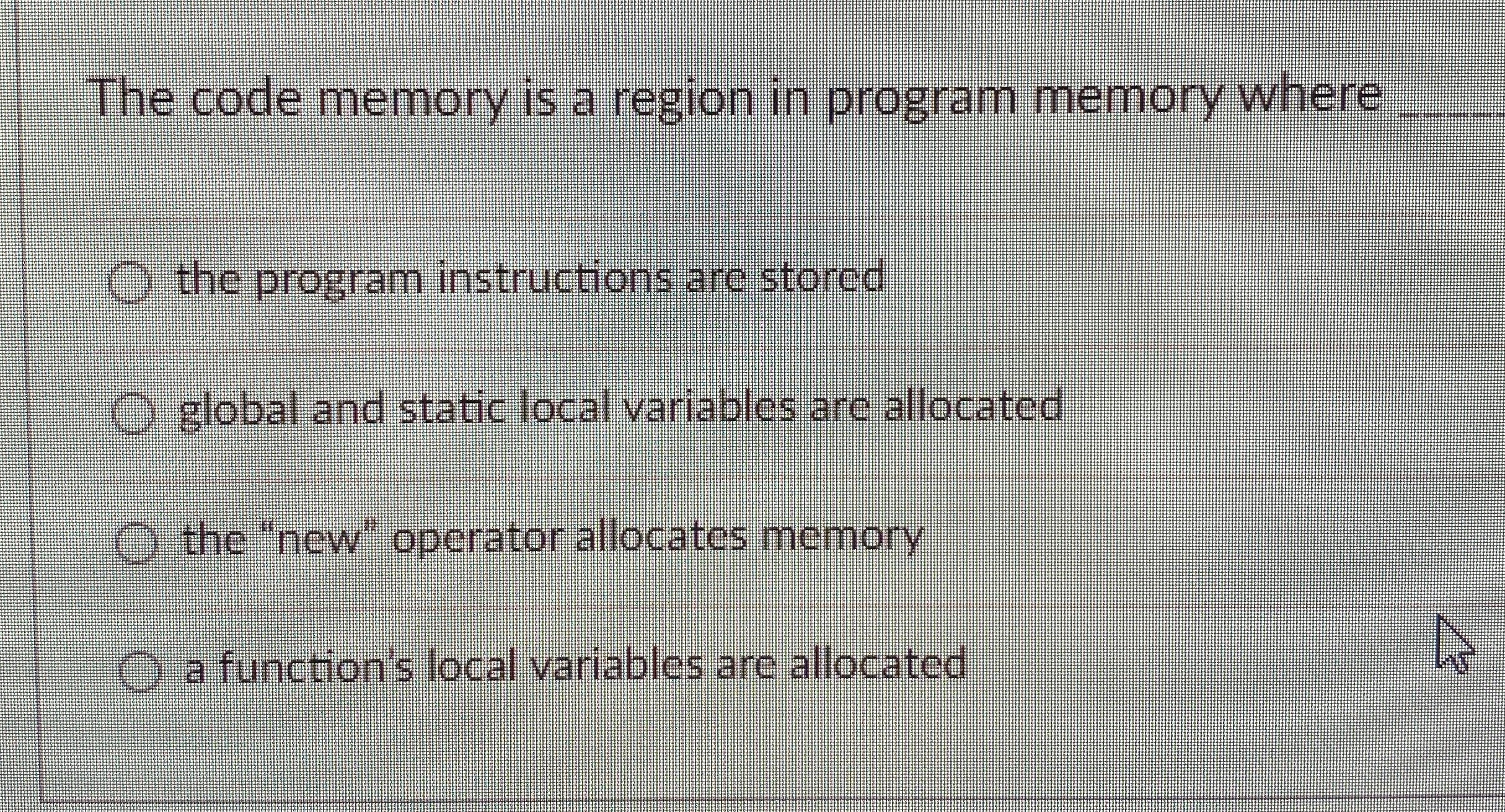  The code memory is a region in program memory where the