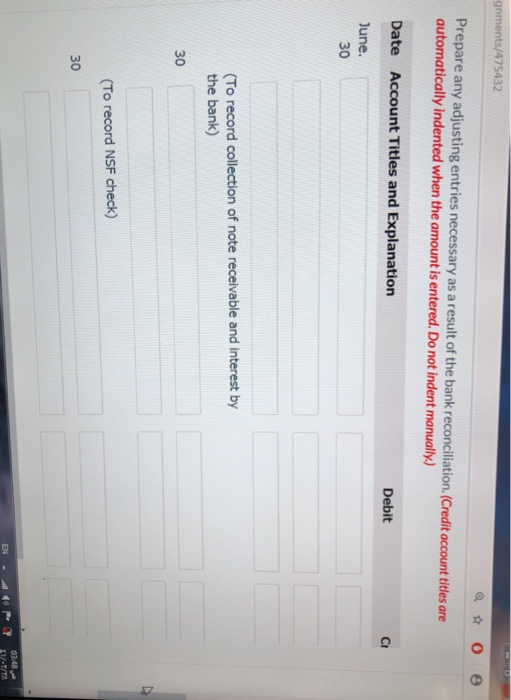 information pertains to the bank transactions for the company. 1. Deposit of